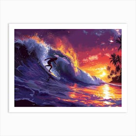 Surfer At Sunset Art Print