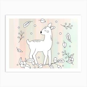 Deer Coloring Page Art Print