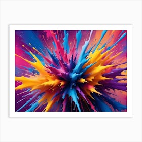 A Vibrant Explosion Of Colorful Paint Splatters, Creating A Dynamic And Energetic Design Art Print