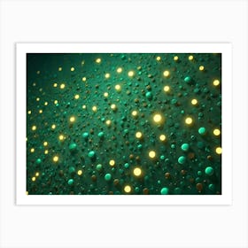 A Sea Of Green And Gold Spheres With Glowing Accents Creates A Mesmerizing And Abstract Textured Surface Art Print