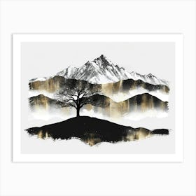 Tree In The Mountains Art Print