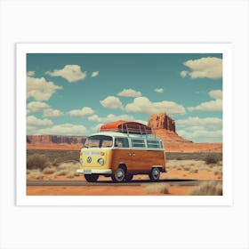 Vintage VW bus on the road travelling 5 Art Print