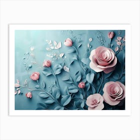 Pink Roses Wallpaper Art Print