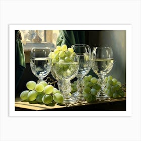 Wine Glasses With Grapes Art Print