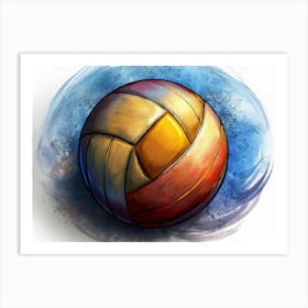 Watercolor Illustration Of A Volleyball Art Print