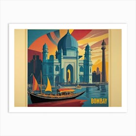 Vintage Cubist Travel Poster Bombay Art Print