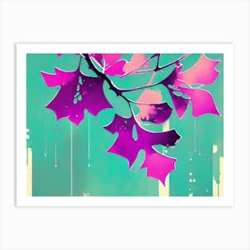 Purple Leaves On A Branch Art Print