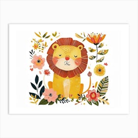 Little Floral Lion 1 Art Print