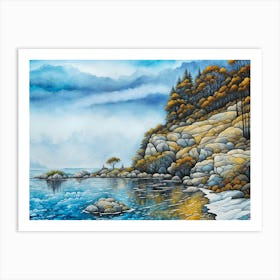 Cliffs And Trees Art Print