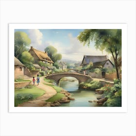 Disney Village paintings art print Art Print