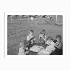 Children Drinking Milk, Yuba City Fsa (Farm Security Administration) Farm Workers Camp, Yuba City, California B Art Print