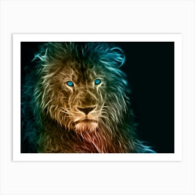 Lion With Blue Eyes Art Print