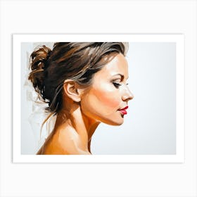 Side Profile Of Beautiful Woman Oil Painting 60 Art Print