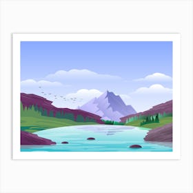 Lake Mountain Nature Reflection Water Sky Clouds Hills Forest Environment Scenery Scenic Art Art Print