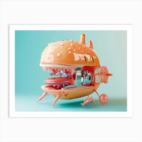 3D Burger In Space Art Print