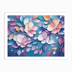 Multicolor Flower With Leaves 1 Art Print