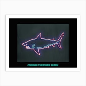 Neon Blue Common Thresher Shark 2 Poster Art Print