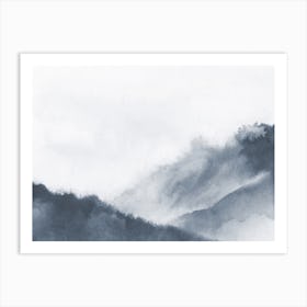 Misty Mountains Bluish Gray Art Print