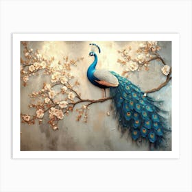 Peacock On A Branch 1 Art Print