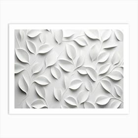 White Geometric Leaves 3d Tiles Texture 1 Art Print