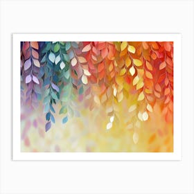 Colorful With Vibrant Flower Hanging Branches Illustration Art Print