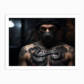 Tattooed Man Solid Blackwork Art Print