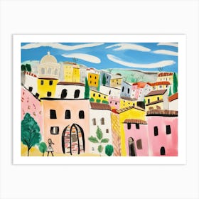 Perugia Italy Cute Watercolour Illustration 2 Art Print