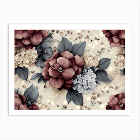 Burgundy Flowers Art Print