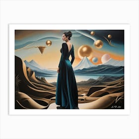 A Alien Transforms Into A Human Female At A Unreal World Creative Art Painting Art Print