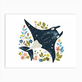 Little Floral Manta Ray Art Print