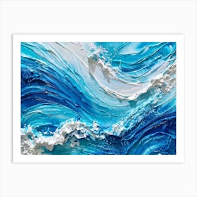 Abstract Turbulent Ocean Surface Turquoise And Blue Hues Dominating Intermingled With White Foam A (6) Art Print