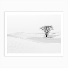 Minimalistic Artwork Of A Tree And Sand Dunes In The Sahara Desert Art Print