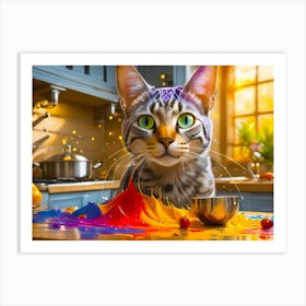 Cat In The Kitchen Art Print