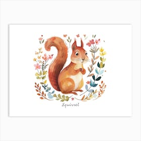 Little Floral Squirrel 4 Poster Art Print