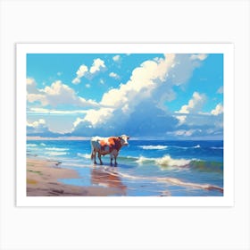 Cow On The Beach Art Print