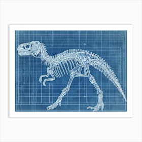 Carnotaurus Skeleton Hand Drawn Blueprint 1 Art Print