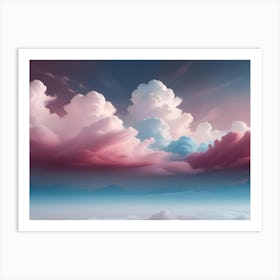 A Dreamy And Ethereal Image Of Colorful Clouds In A Dark Sky, Creating A Sense Of Mystery And Wonder 1 Art Print