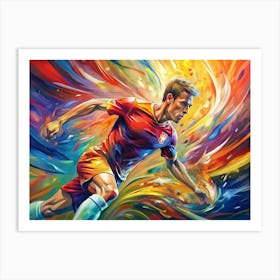 Soccer Player In Abstract Watercolor Art Print