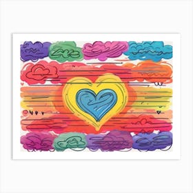 Heart With Clouds Art Print