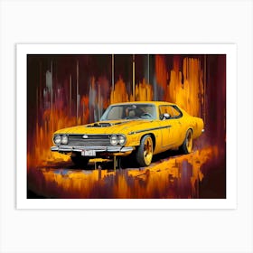 Yellow Muscle Car Art Print