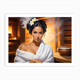 Woman In A Sauna Art Print