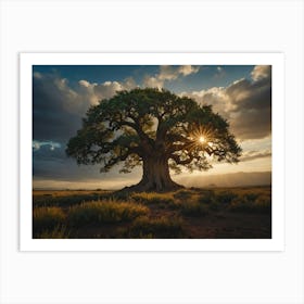 Sunset Over The Baobab Tree Art Print