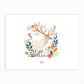 Little Floral Elk 3 Poster Art Print