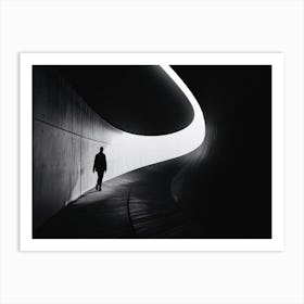 Person Walking In A Tunnel Art Print