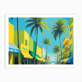 Yellow Avenue With Palm Trees 2 Art Print