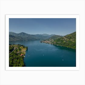 Top view of mountains and lake. Lake Orta. Italy. Art Print