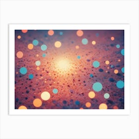 Abstract Background With Colorful Bokeh Circles Converging Towards A Bright Light Source, Emanating From A Central Point Art Print