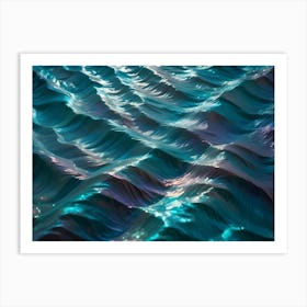 Abstract Image Of A Shimmering, Iridescent, Wave Pattern In Shades Of Blue And White, With A Subtle, Glowing Effect Art Print