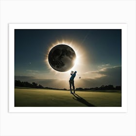 Full Moon Golfer Art Print