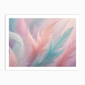 Soft, Pastel Colored Feathers Float Gently On A Gradient Background, Evoking A Sense Of Lightness And Tranquility Art Print